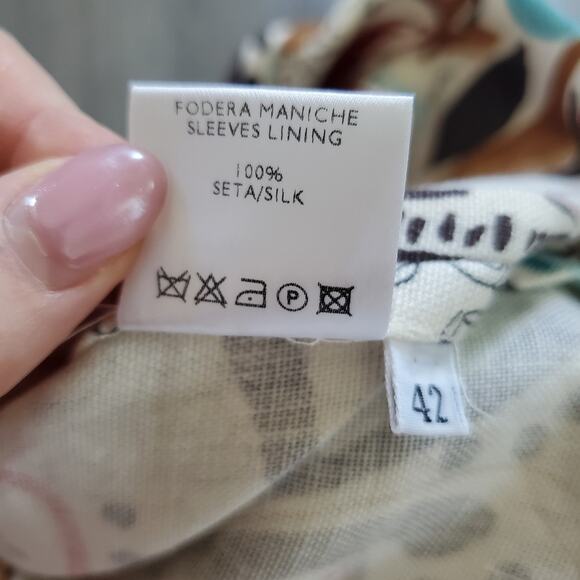 Loro Piana Blazer Womens 42 Multicolor Linen Silk Floral Paisley Pattern Italy - Picture 13 of 14